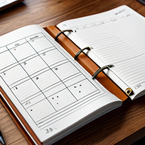 Home 21 Skewomorphic Interface**
"A beautifully rendered close-up of a digital calendar app interface, designed with elements of skeuomorphism. The calendar appears as a leather-bound notebook with subtly textured pages and slightly raised, tactile-looking buttons. The background is a softly lit, professional workspace with a blurred wooden desk and a glimpse of stationery. Perfect anatomy, correct proportions, well-formed hands (if visible interacting with the interface), proper finger count, natural body proportions, appropriate content, safe for work, fully clothed, professional, modest, high quality, professional photography, realistic textures."
**