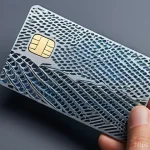 물성매력 디자인의 세계적 사례 - **Prompt 1: Modern Credit Card Materiality**
    A close-up shot of a hand elegantly holding a uniqu...
