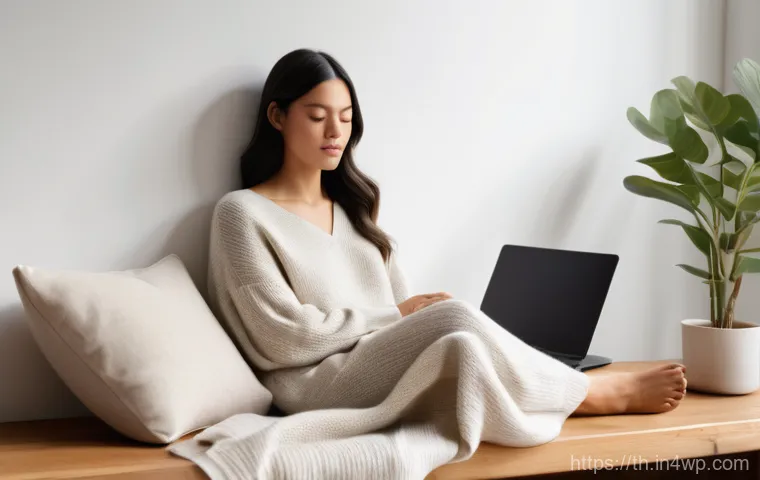 물성매력 디자인에서의 브랜드 연계성 - A serene and minimalistic living space bathed in warm, natural sunlight. A young woman in her late 2...