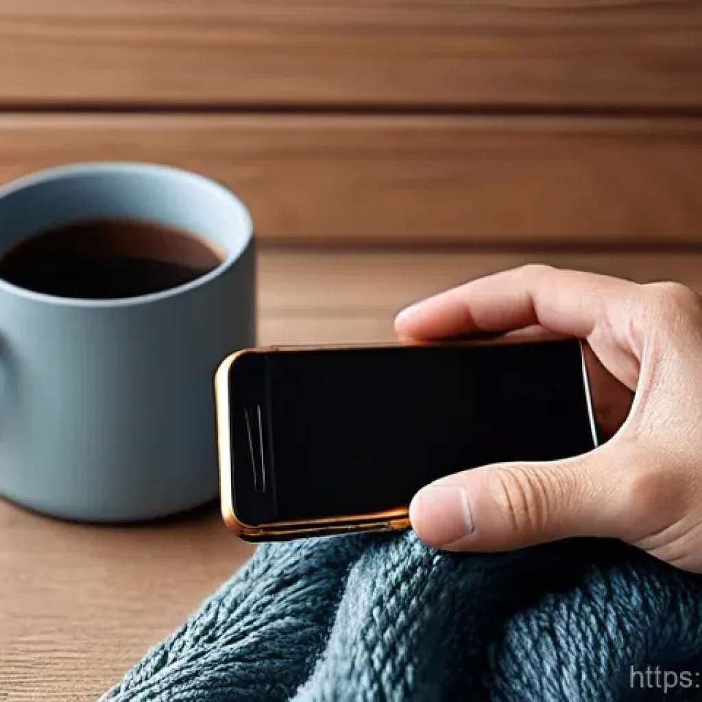 물성매력 디자인의 비주얼 아이디어 발상법 - **Overcoming Visual Fatigue with Tactile Comfort**
A close-up shot of an adult's hands gently ca...