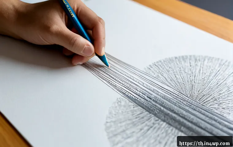 Home 17 물성매력 디자인에서의 스케치 기법 - Photorealistic close-up of an industrial designer’s hands sketching a tactile product concept on thi...